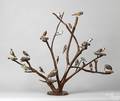 Carved and polychrome bird tree early 20th c
