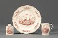 Three Red Transfer Printed Creamware Items