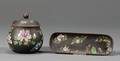 Two Wedgwood Enameled Black Basalt Items