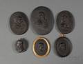 Six Wedgwood Black Basalt Oval Portrait Medallions