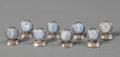 Eight Wedgwood Jasper Mounted Silver Place Card Holders