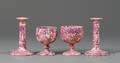 Four Staffordshire Pink Lustre Items