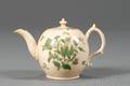 Staffordshire Enamel Decorated Creamware Teapot and Cover