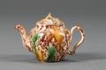 Staffordshire Tortoiseshell Glazed Creamware Teapot and Cover