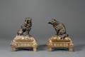 Pair of Louis XVIstyle Gilt and Patinated Bronze Figural Chenet