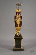 Louis XVI Style Patinated Metal Bronze and Marble Lamp Base
