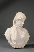 Alabaster Bust of a Maiden in Renaissance Dress