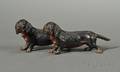 Small Austrian Cold Painted Bronze Figure of Two Dachshunds