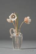 Russian Hardstone Rock Crystal and Yellow Gold Model of Vase of Flowers