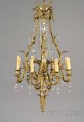 Louis XVI Style Bronze and Glassmounted Eightlight Chandelier