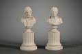 Two Small Parian Porcelain Busts and Pedestals