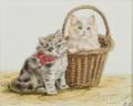 Bessie Bamber British fl 19001910 Lot of Two Works with Kittens