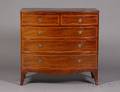 English Regency Satinwood Crossbanded Mahogany Bowfronted Chest of Drawers