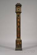 Queen Anne Style Gilt Decorated Black Japanned Miniature Long Case Timepiece