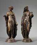 Pair of Bronze Figures of Classical Maidens