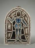 Continental Leaded Stained Glass Panel of a Crusader