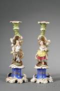 Pair of Paris Porcelain Figural Candlesticks