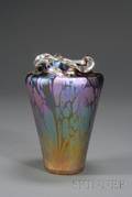 Art Nouveau Silver Mounted Iridescent Vase