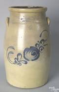 Four gallon stoneware butter churn