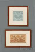 Lot of Two Works American School 20th Century Tile Studies