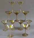 Eleven Sterling Silver Goblets  Martini Glasses