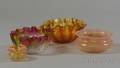 Amberina Salt an Opalescent Low Bowl and Two Ruffled Rim Art Glass Bowls