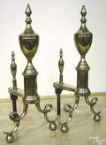 Pair of Philadelphia Federal brass andirons early 19th c