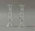 Pair of Steuben Colorless Glass Candlesticks