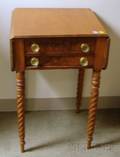 Classical Mahogany and Mahogany Veneer Dropleaf TwoDrawer Stand with Ropeturned Legs