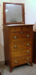 Federalstyle Inlaid Mahogany and Mahogany Veneer Tall Chest with Mirror