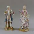 Pair of Dresden Handpainted Porcelain Figures of a Gentleman and a Woman