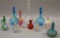 Ten Assorted Art Glass Decanters and Perfume Bottles