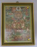Framed Asian Gouache on Paper Buddhist Thangka