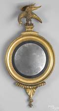 American or English giltwood convex mirror ca 1800