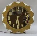 Vintage Electric Neon Sign Co Painted Metal Gear Framed Wall Clock