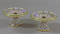 Pair of Small Sevrestype Gilt and Handpainted Porcelain Compotes