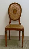 Edwardian Polychrome Paint Decorated and Caned Wooden Side Chair
