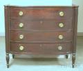 Late Federal Mahogany and Mahogany Veneer Bowfront FourDrawer Bureau