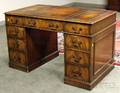 Georgianstyle Mahogany Flattop DoublePedestal Desk with Leatherinset Writing Surface