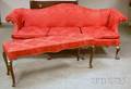 Chippendalestyle Upholstered Camelback Carved Mahogany Sofa and a Rococostyle Upholstered Carved Mahogany Bench