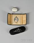Cased 19th Century Miniature Oval Handpainted Portrait of a Young Girl on Ivory an Enamel A Friends Gift Patch Box and a Mothero