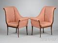 Pair of Frenchstyle Art Deco Upholstered Carved Beechwood Highback Parlor Chairs