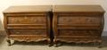 Pair of Louis XV Style Carved Oak and Oak Veneer TwoDrawer Bombe Commodes