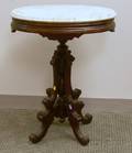 Victorian Oval Marbletop Carved Walnut Stand