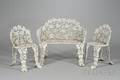 Threepiece Whitepainted Cast Iron Grapevine Pattern Garden Seating Set