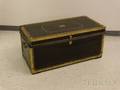 Chinese Export Brassmounted Black Leatherclad Camphorwood Storage Trunk