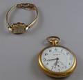 Illinois Open Face Pocket Watch and a Ladys Boxed Elgin GoldFilled Wristwatch