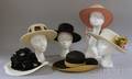 Six Assorted Vintage 1940s60s Brimmed Straw Hats