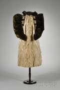 Edwardian Beaded Green Velvet Cream and Gold Brocade Silk and Cream Lace Coat