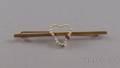 14kt Gold Seed Pearl and Gemstone Broken Heart Bar Pin